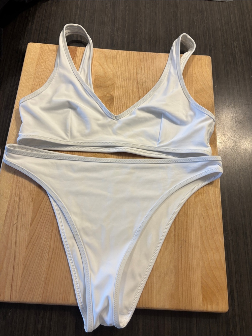 New TNA Women’s White Two-Piece Swim Set - Classic V-Neck Bikini